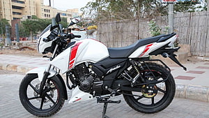 TVS Apache RTR 160 White Sport Motorcycle with Red Accents HD wallpaper