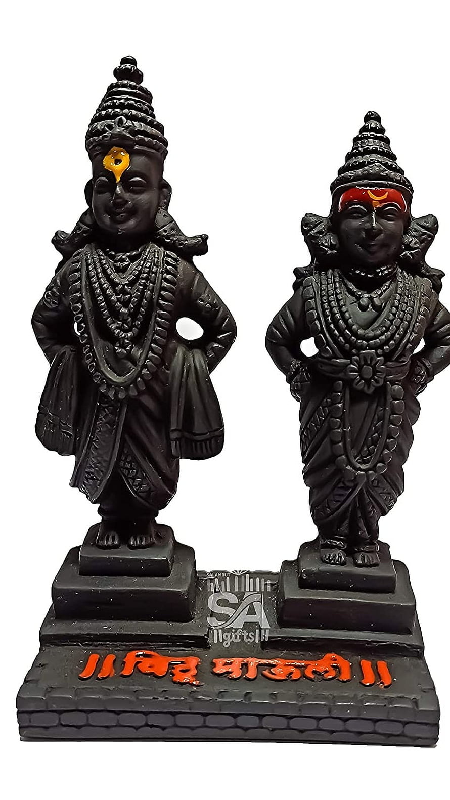 Black Stone Vitthal and Rukmini Murti Idol with Traditional Attire and Ornate Jewelry HD phone wallpaper