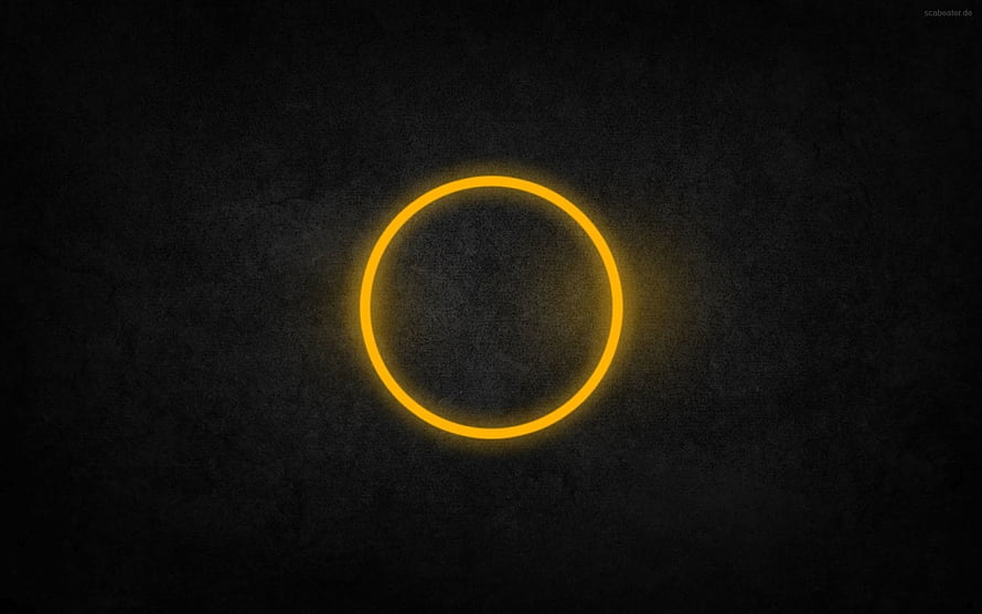 Glowing Yellow Neon Ring on Dark Textured Background HD wallpaper