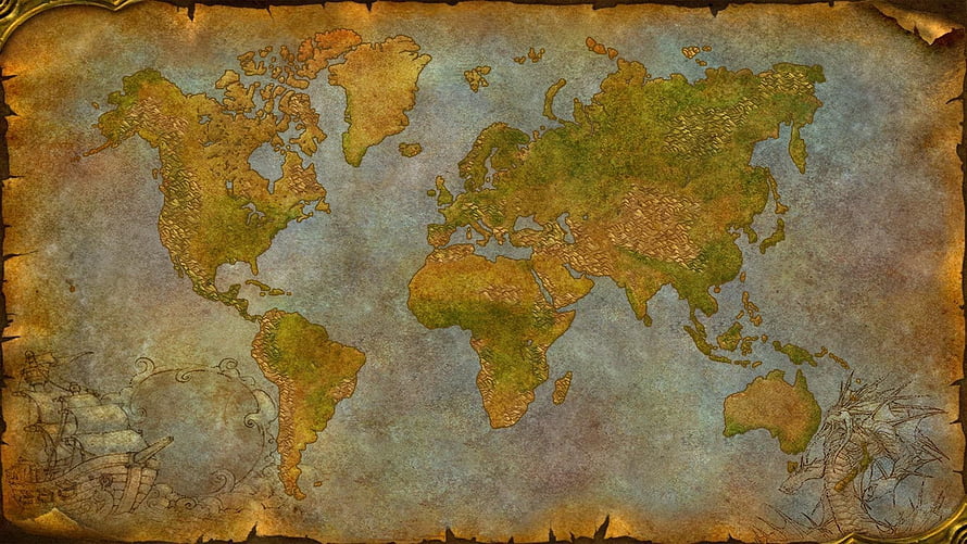 Azeroth World Map from World of Warcraft on Aged Parchment HD wallpaper