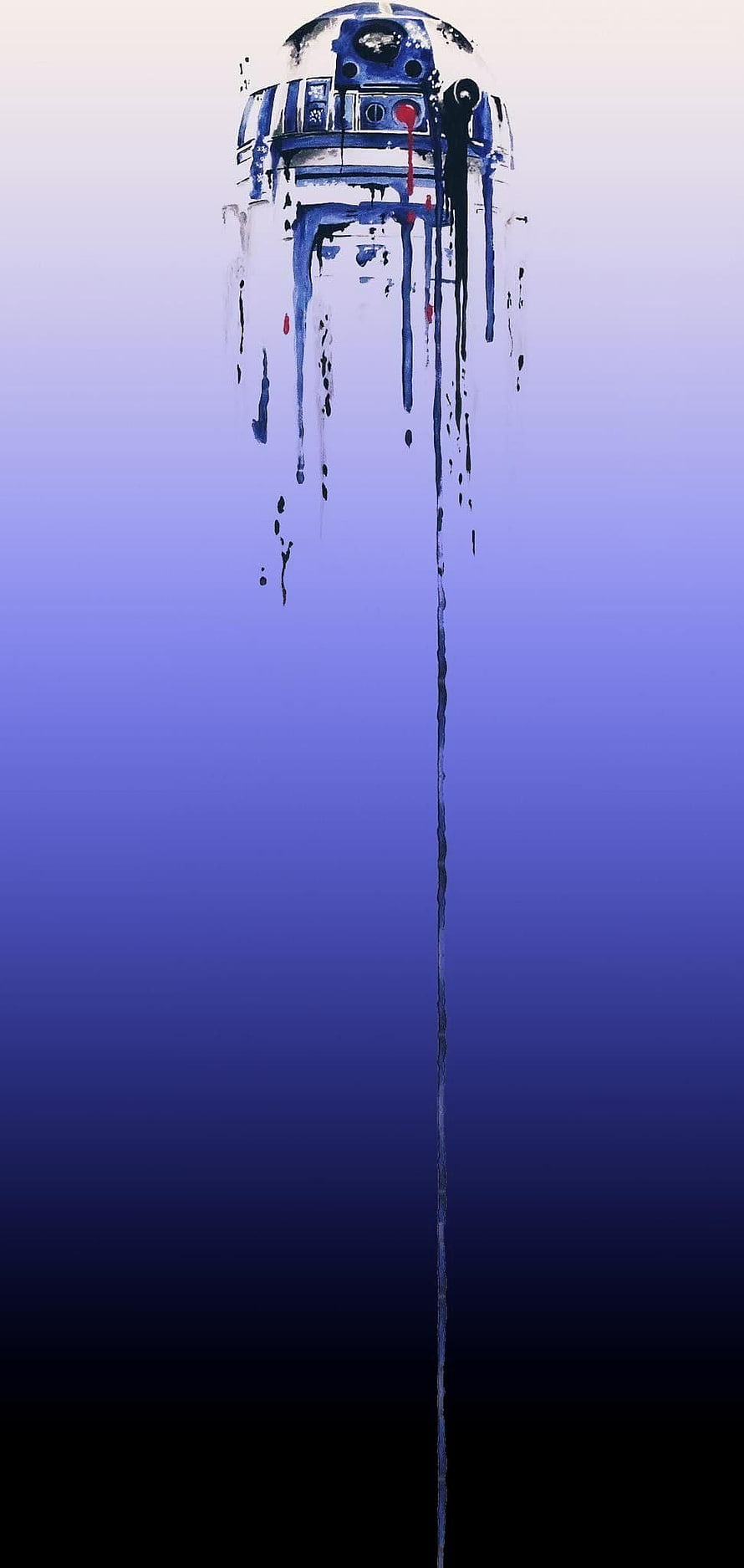 R2-D2 Dripping Paint Art on Gradient Blue Background HD phone wallpaper