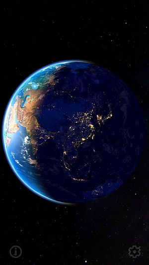 Planet Earth at Night with City Lights and Starry Space Background HD phone wallpaper