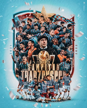 Trabzonspor 2021-2022 Championship Celebration Poster with Team Squad and Trophy HD phone wallpaper