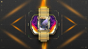Valorant Chamber Agent Watch Device with Fiery Glow and Purple Holographic Display HD wallpaper