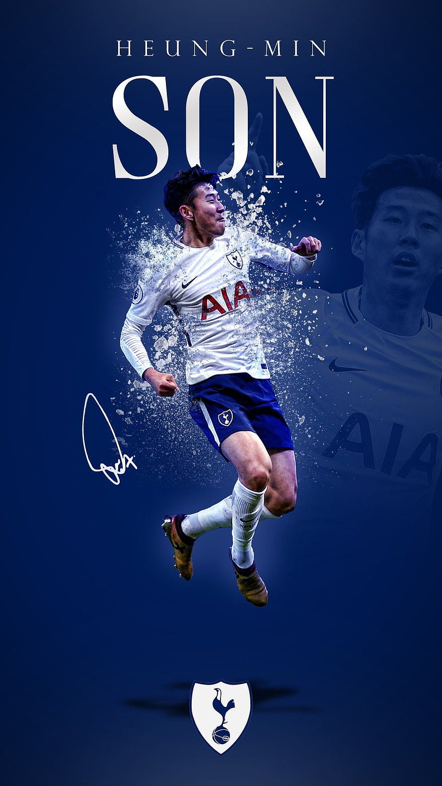 Son Heung-Min in Tottenham Hotspur Kit with Dynamic Water Splash Effect HD phone wallpaper