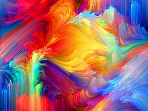 Vibrant Abstract Digital Art with Swirling Rainbow Brushstrokes and Dynamic Color Flow HD wallpaper