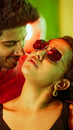 Ok Kanmani Nithya Menen and Dulquer Salmaan Romantic Close-Up Portrait HD phone wallpaper