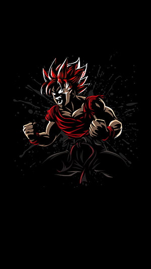 Dark Dragon Ball Z Super Saiyan 4 Goku Vector Art on Black Background HD phone wallpaper