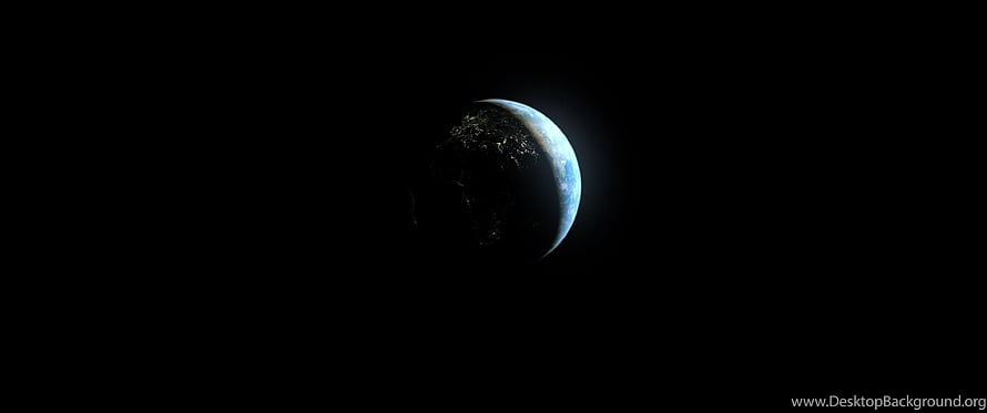 Earth at Night with City Lights and Crescent Atmosphere in Deep Space HD wallpaper