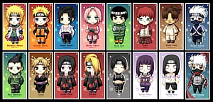 Chibi Naruto Characters Collection Featuring Minato, Sasuke, Sakura, Kakashi, and Team 7 HD wallpaper