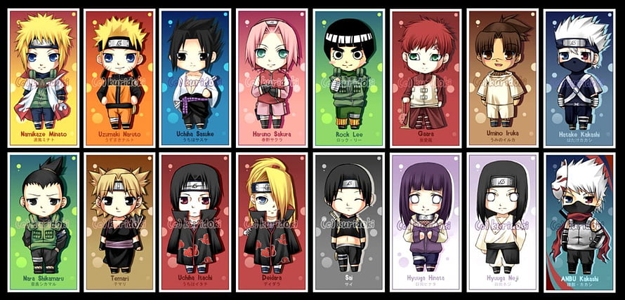 Chibi Naruto Characters Collection Featuring Minato, Sasuke, Sakura, Kakashi, and Team 7 HD wallpaper