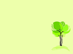 Minimalist Green Tree Illustration on Pale Yellow Background HD wallpaper