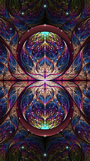 Cosmic Mandala Psychedelic Art with Celestial Galaxy Patterns and Symmetrical Floral Design HD phone wallpaper