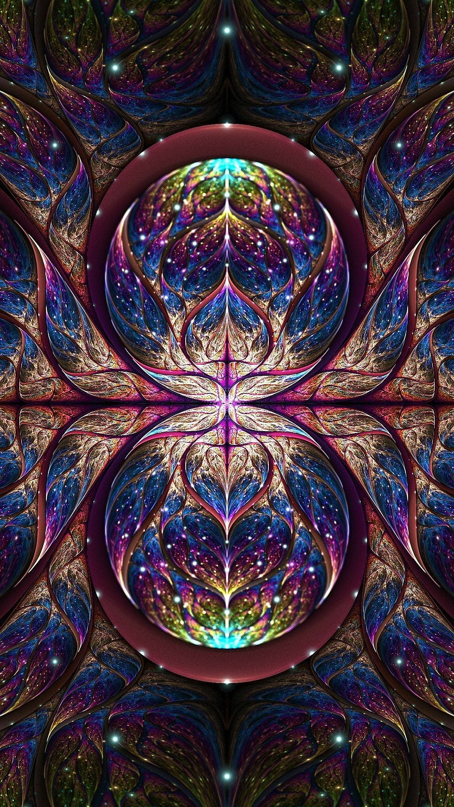 Cosmic Mandala Psychedelic Art with Celestial Galaxy Patterns and Symmetrical Floral Design HD phone wallpaper