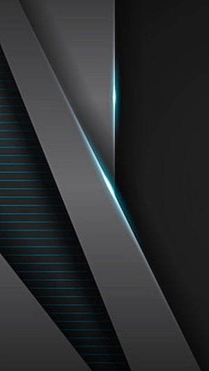 Abstract Geometric Material Design with Neon Cyan Glow and Dark Gray Stripes HD phone wallpaper