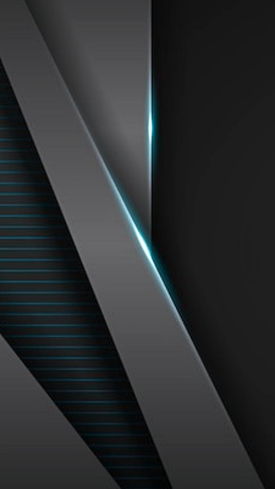 Abstract Geometric Material Design with Neon Cyan Glow and Dark Gray Stripes HD phone wallpaper