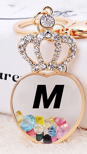 Rose Gold Crown Heart Locket Pendant with Personalized Letter M and Colorful Gemstones HD phone wallpaper