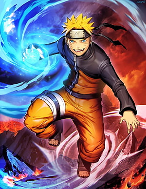 Naruto Uzumaki Shippuden Rasengan Attack with Glitch Art Distortion HD phone wallpaper