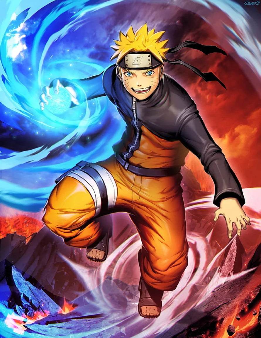 Naruto Uzumaki Shippuden Rasengan Attack with Glitch Art Distortion HD phone wallpaper