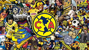 Club America Football Club Collage Featuring Team Crest, Players, Trophies, and Fan Culture HD wallpaper