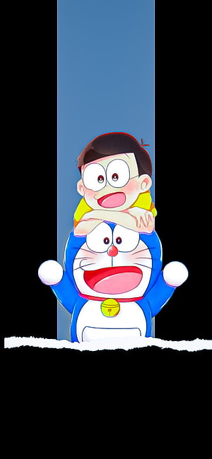 Doraemon and Nobita Cartoon Illustration with Blue Sky Background HD phone wallpaper
