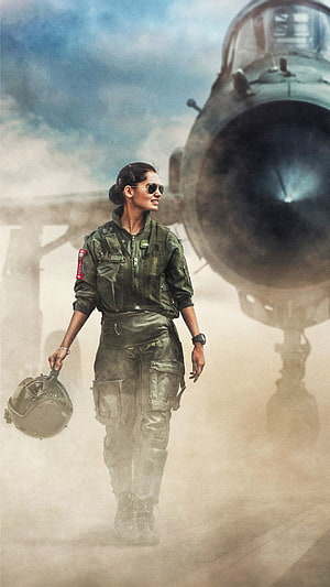Indian Air Force female fighter jet pilot walking on tarmac in flight suit HD phone wallpaper