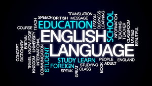 Glowing English Language Word Cloud on Dark Background HD wallpaper