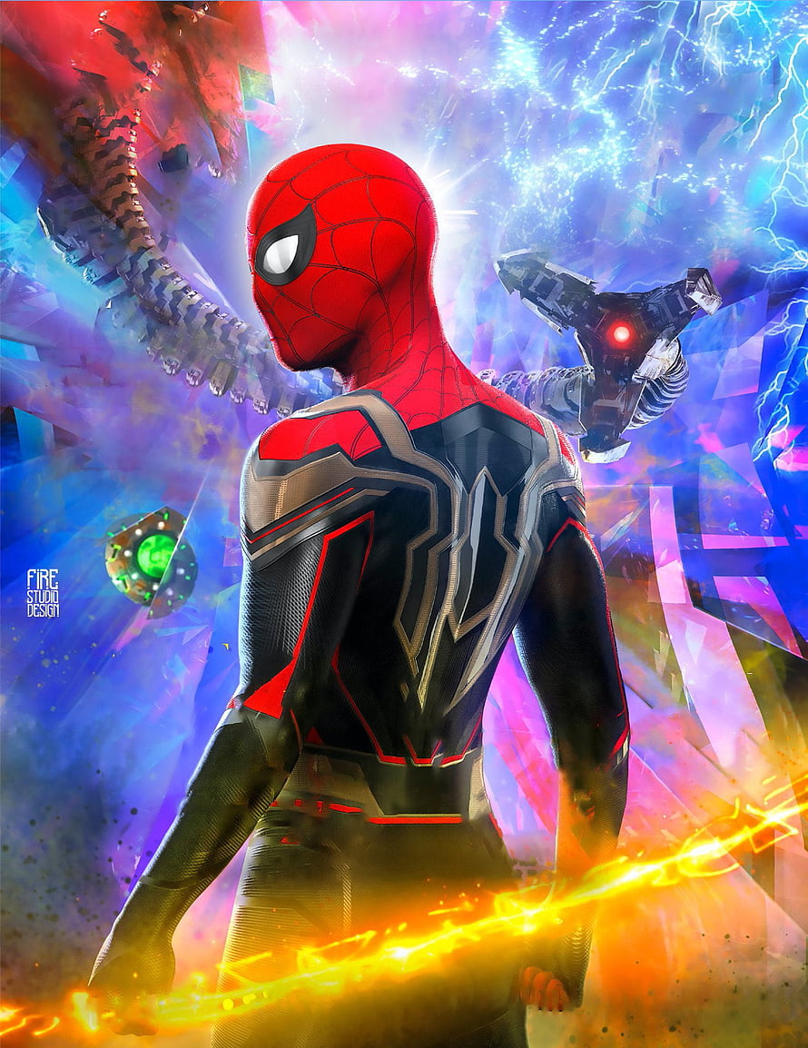 Spider-Man in Iron Spider Suit Amid Multiverse Fractures and Cosmic Energy, Spider Man No Way Home, spiderman, Marvel HD phone wallpaper