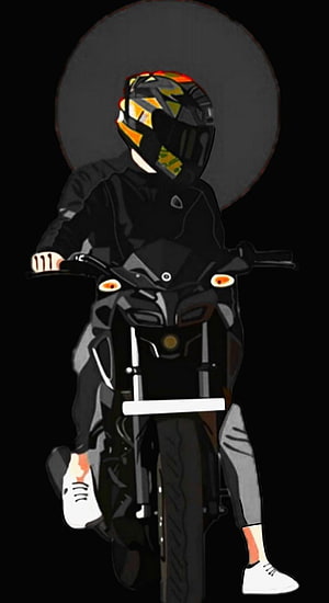Anime Rider on a Black Yamaha MT-15 Motorcycle with Colorful Helmet HD phone wallpaper