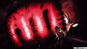 One Punch Man Anime Scene Featuring Genos and Saitama in Intense Red Energy Combat, One Punch Man - Genos, Saitama, Death Punch HD wallpaper