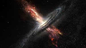 Supermassive Black Hole Accretion Disk and Jet Emission in Deep Space HD wallpaper