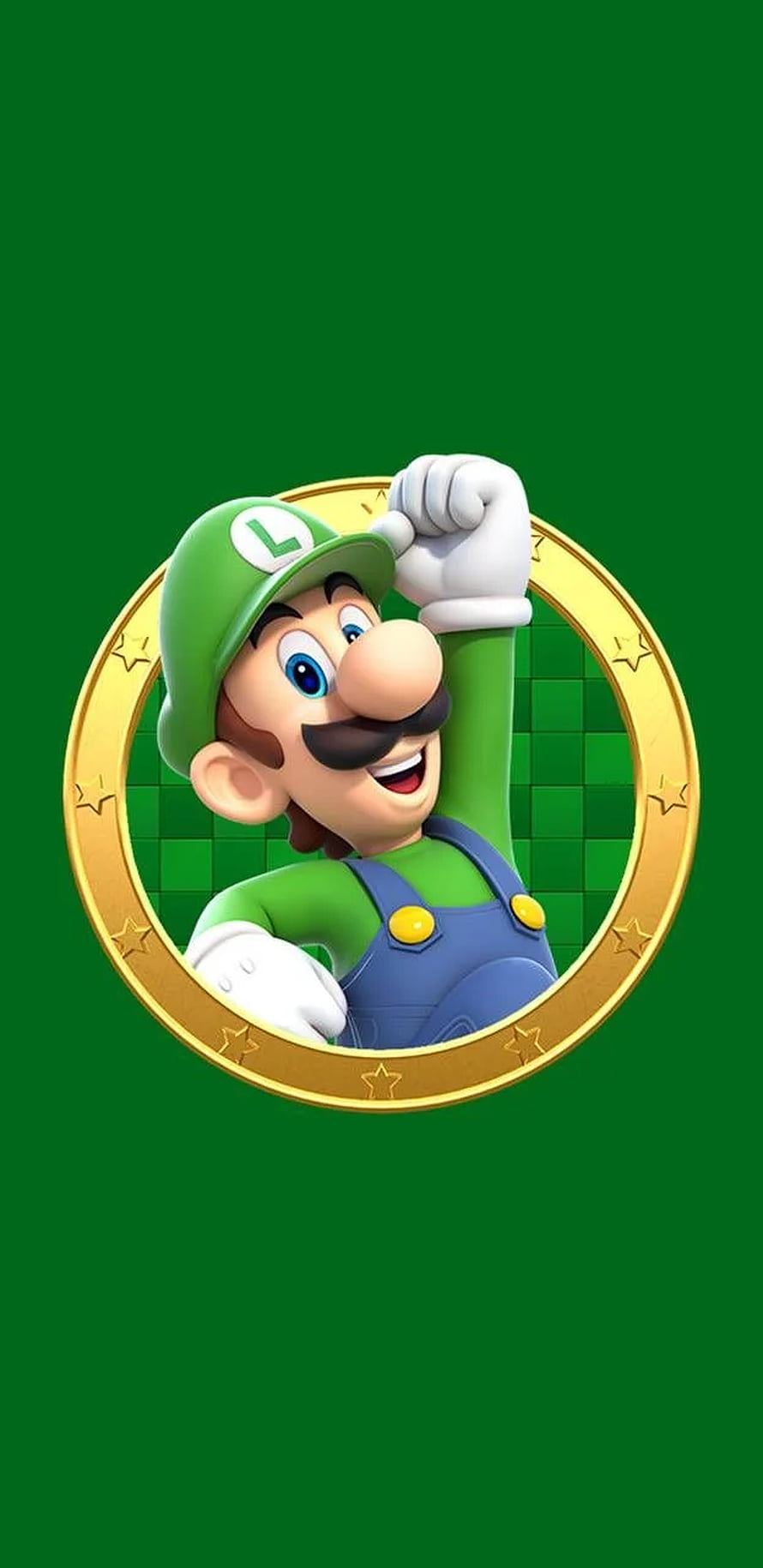 Luigi in a Golden Coin Frame with Green Background HD phone wallpaper