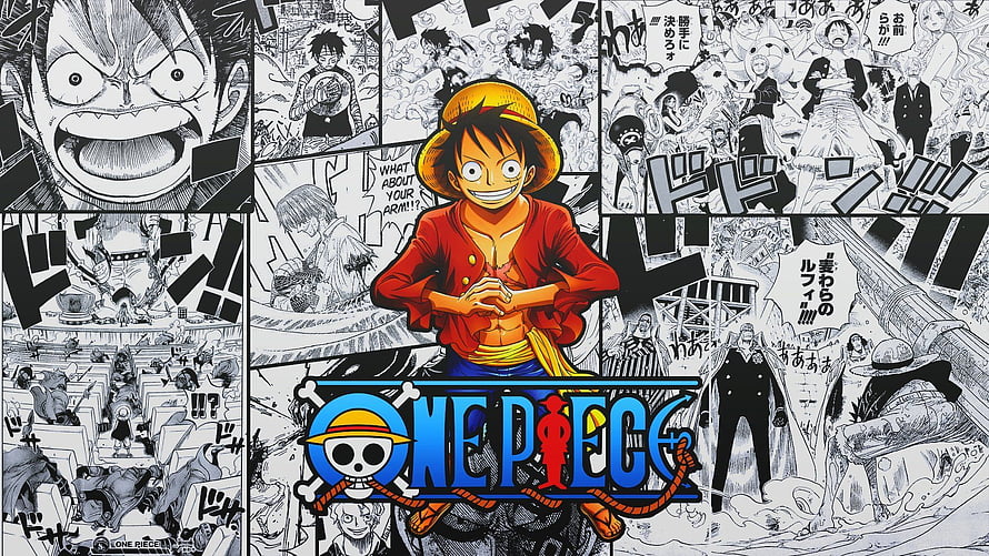 Monkey D. Luffy One Piece Manga Panel Collage Wallpaper HD wallpaper