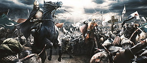 Saladin Leading Crusader Battle Scene With Knights On Horseback HD wallpaper