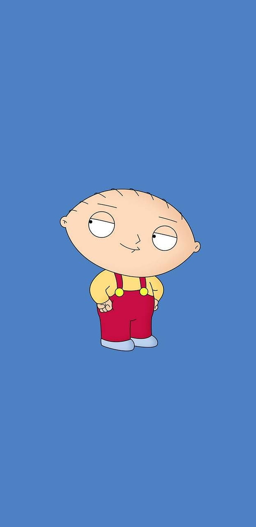 Stewie Griffin Cartoon Character in Red Overalls on Blue Background HD phone wallpaper