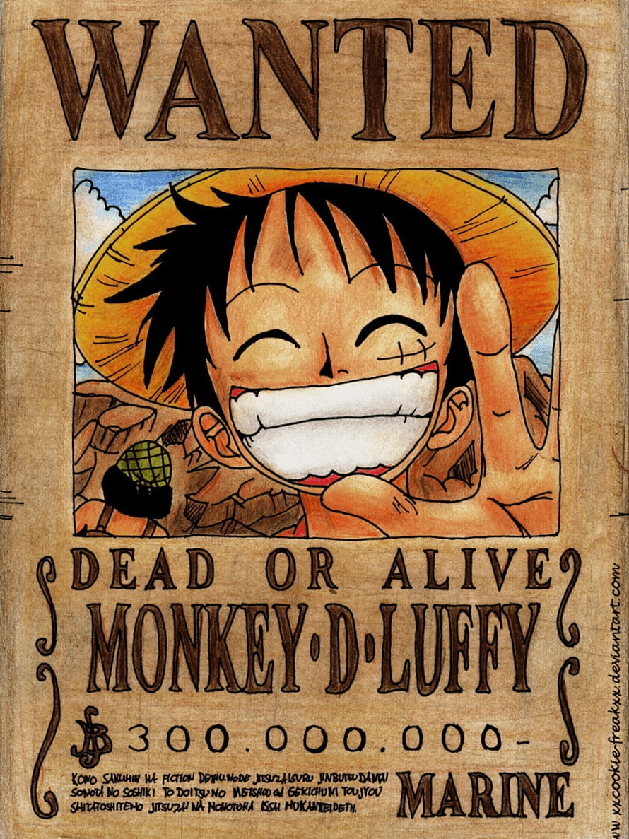 Monkey D. Luffy One Piece Wanted Poster Illustration HD phone wallpaper