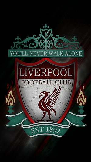 Liverpool Football Club Crest with You'll Never Walk Alone Motto and Flames HD phone wallpaper