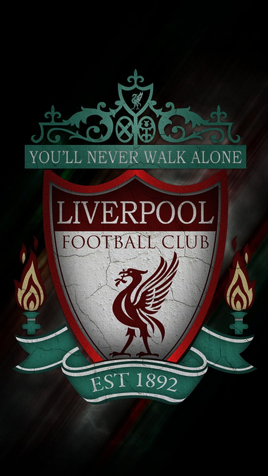 Liverpool Football Club Crest with You'll Never Walk Alone Motto and Flames HD phone wallpaper