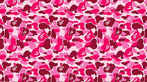 BAPE Pink Camo Pattern Wallpaper With A Bathing Ape Logo Motif HD wallpaper