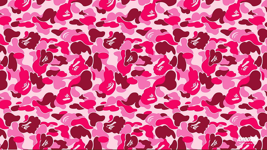 BAPE Pink Camo Pattern Wallpaper With A Bathing Ape Logo Motif HD wallpaper
