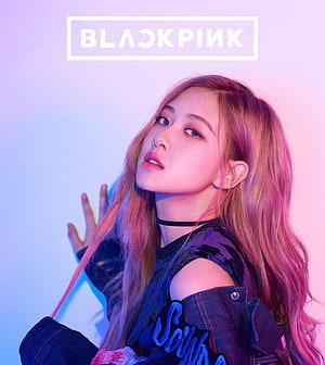 Blackpink Rose Portrait in Neon Pink and Blue Lighting HD phone wallpaper