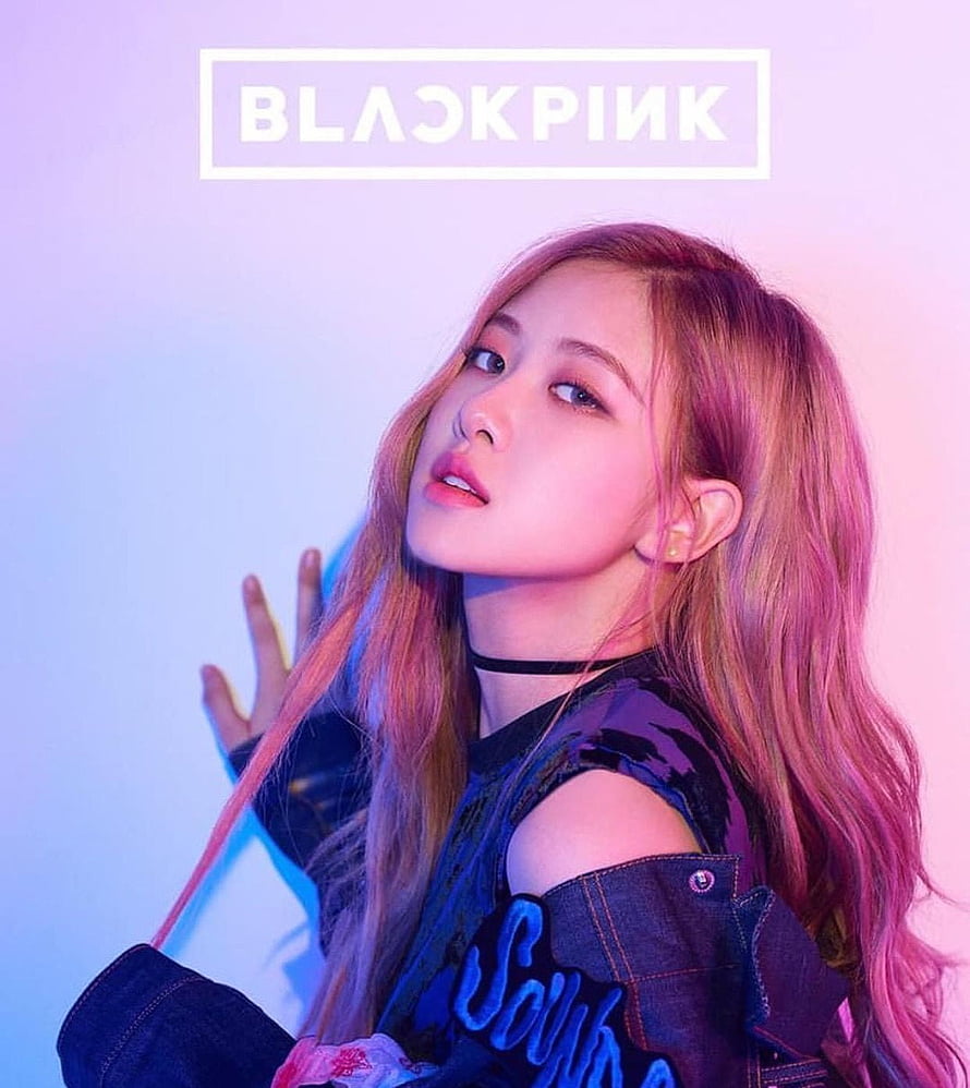 Blackpink Rose Portrait in Neon Pink and Blue Lighting HD phone wallpaper