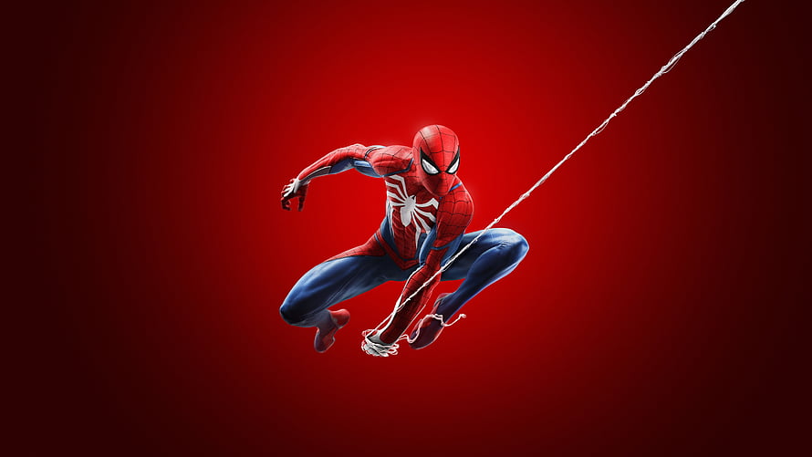 Spider-Man Swinging Through the Air in Iconic Red and Blue Suit HD wallpaper