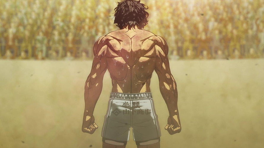 Ohma Tokita Back View in Boxing Shorts Facing Crowd in Anime Style HD wallpaper