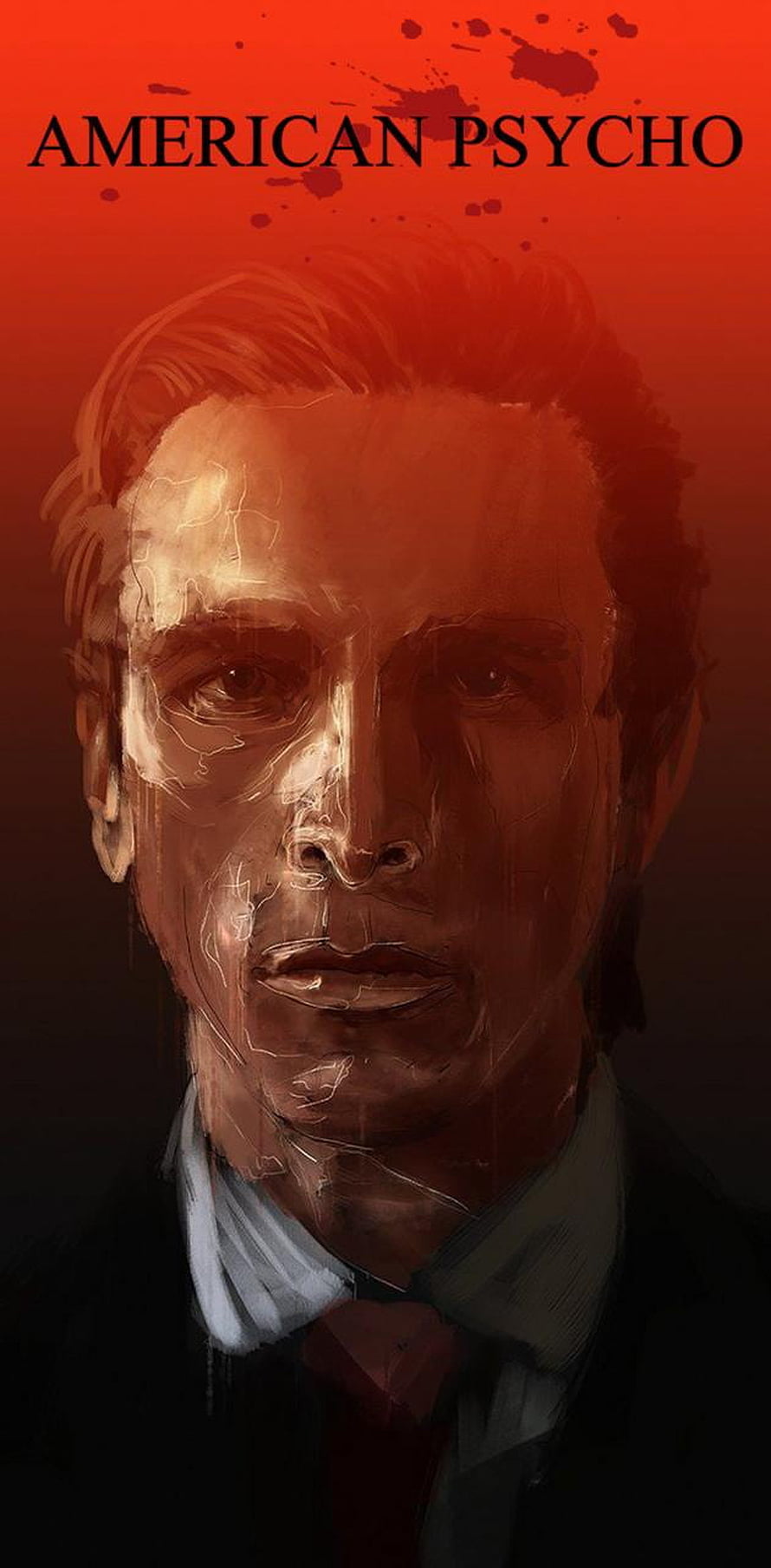 Patrick Bateman Portrait from American Psycho in Dramatic Red Digital Art HD phone wallpaper