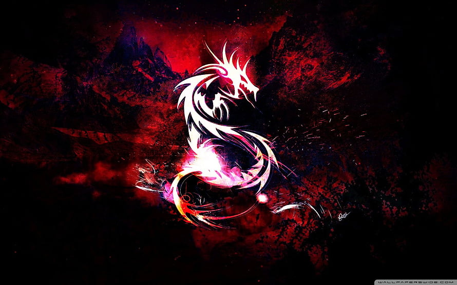 MSI Dragon Logo with Fiery Red and Black Grunge Background HD wallpaper