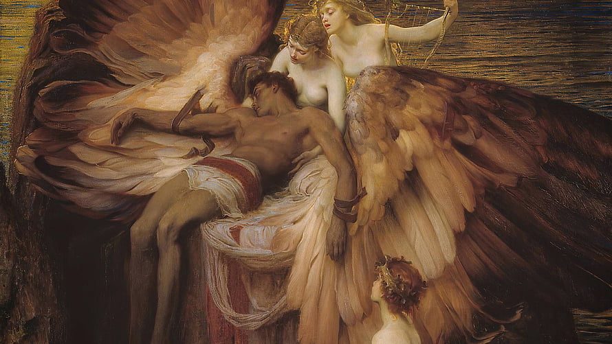 Herbert James Draper Icarus and the Nymphs Oil Painting of Greek Mythology HD wallpaper