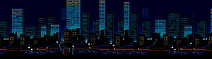 Streets of Rage City Night Skyline Pixel Art Background HD wallpaper