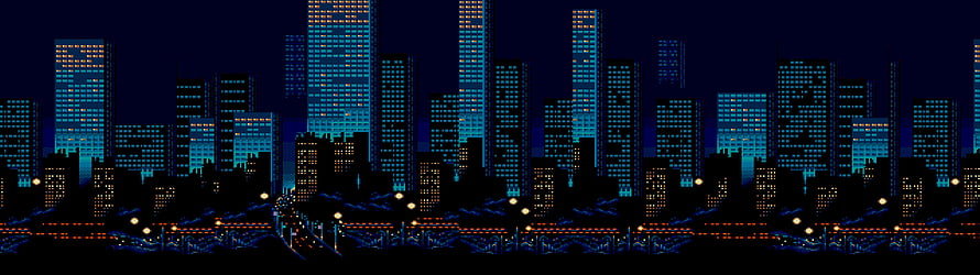 Streets of Rage City Night Skyline Pixel Art Background HD wallpaper