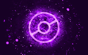 Glowing Purple Pokemon Go Logo with Electric Neon Energy and Particle Effects HD wallpaper
